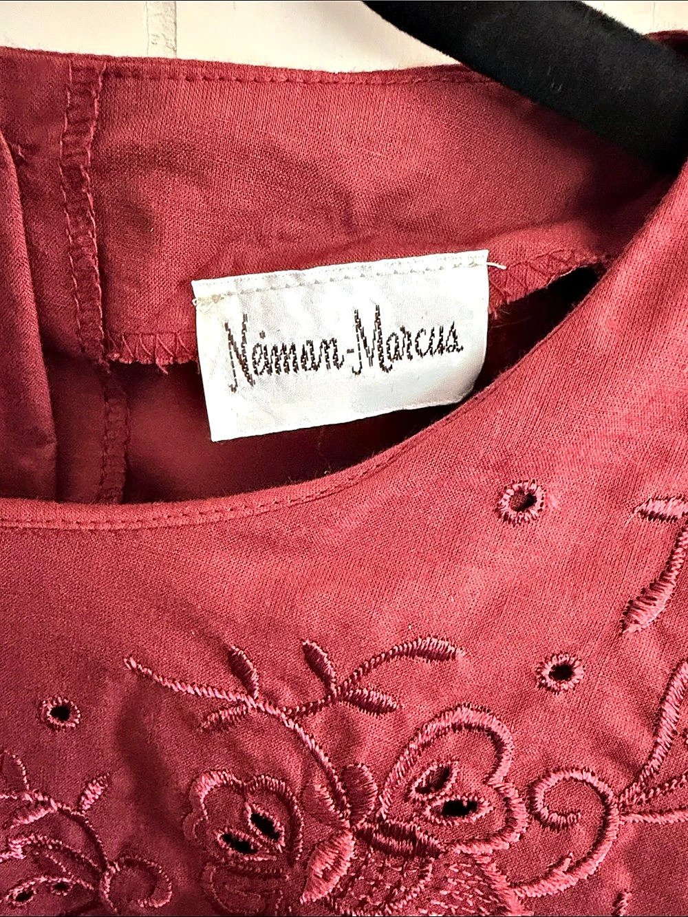 Sue Wong Vintage Scalloped Embroidered Top XS Burgundy Edwardian Victorian - Picture 5 of 14